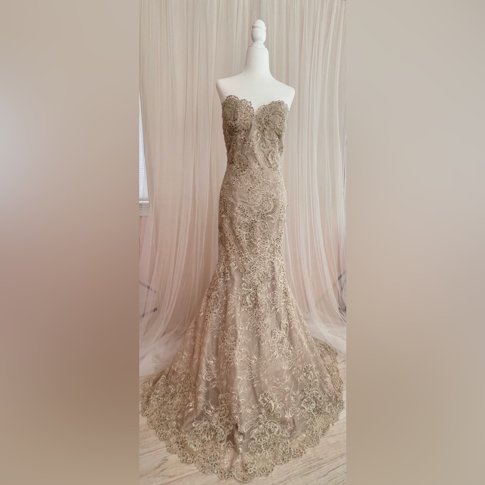 Elegant Tan Strapless Dress